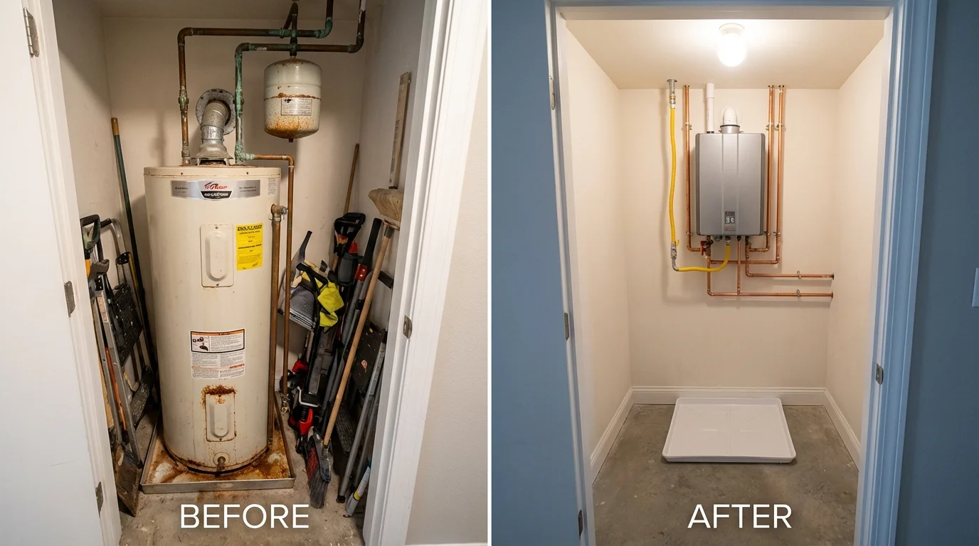 Tank water heater versus wall-mounted tankless unit comparison for Hanover, NH homeowners